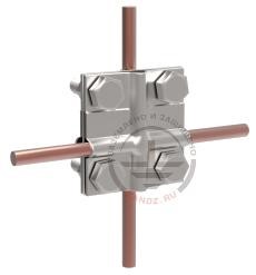 Cruciform clamp for the connection of two conductors-2
